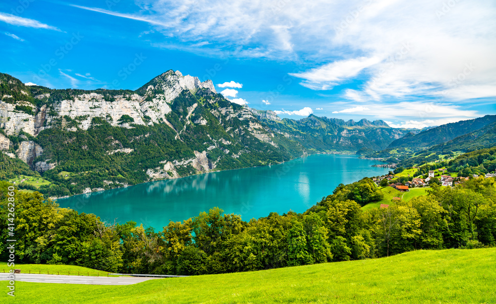 Landscape at Walensee Lake in Switzerland