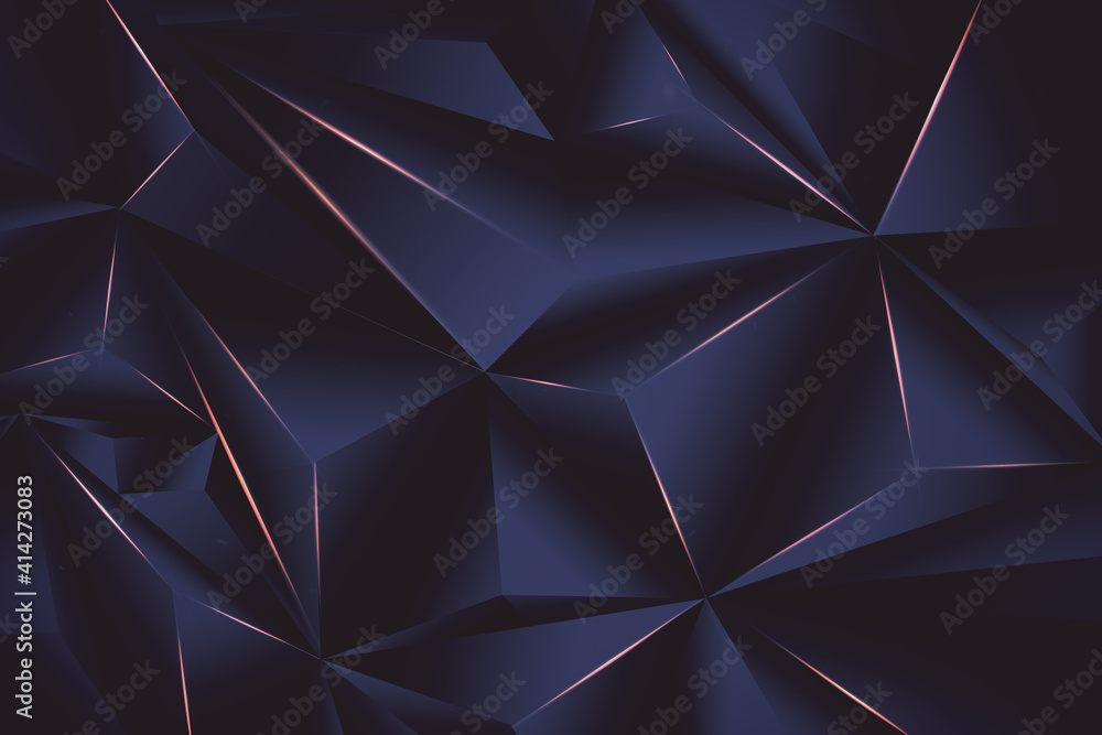 Abstract dark crystal background with glowing lines