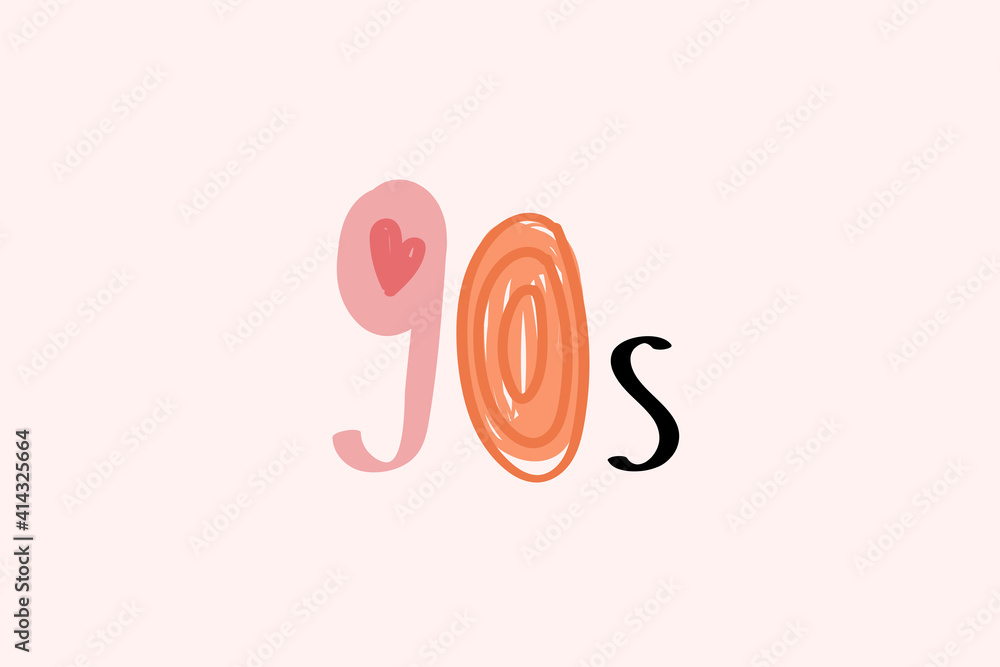 Doodle lettering 90s vector calligraphy