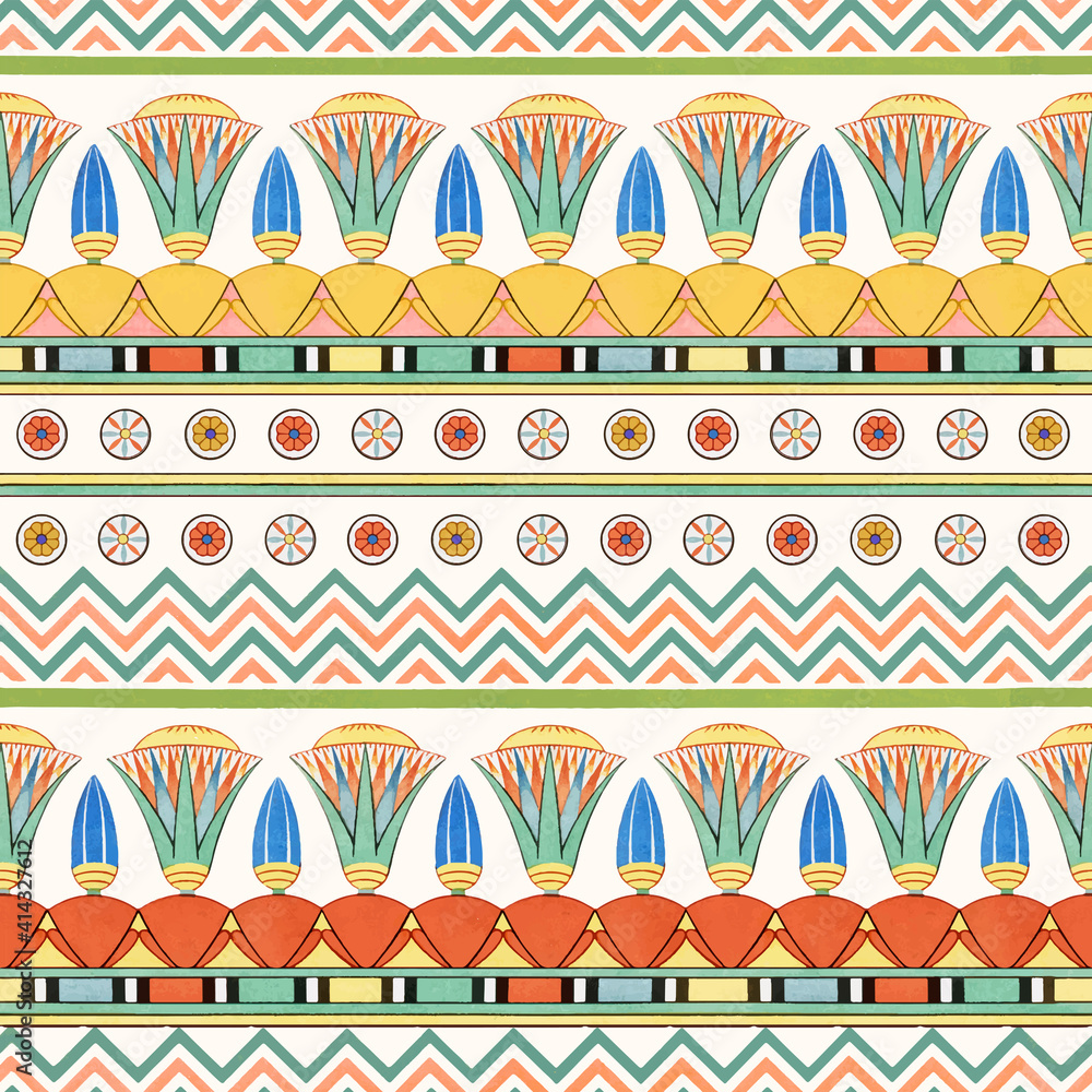 Egyptian ornamental seamless pattern background vector