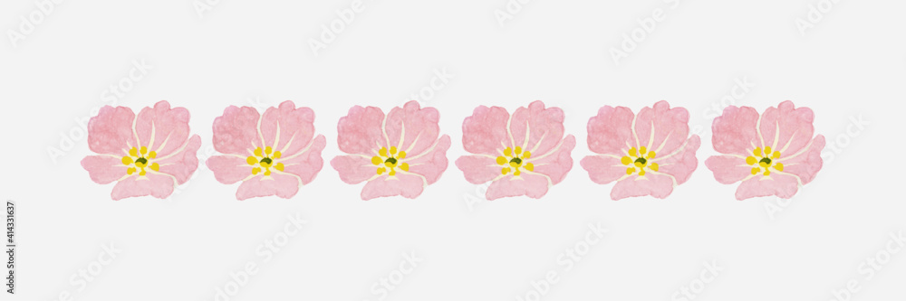 Pink wild rose flower pattern brush stroke vector seamless vintage design