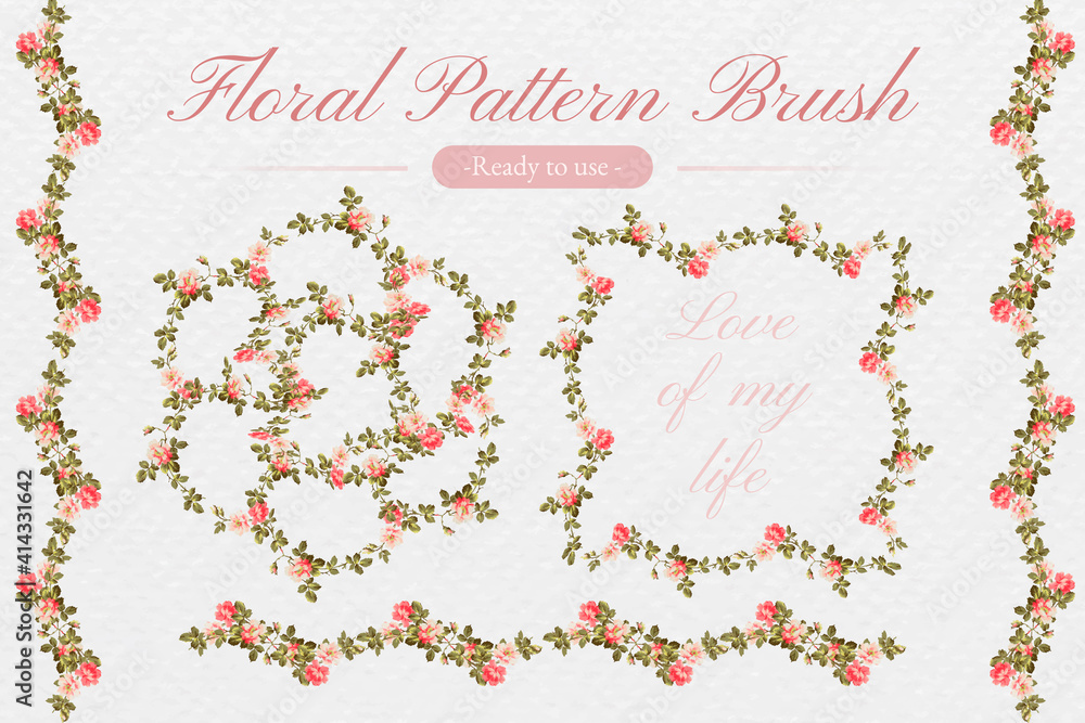 Rose flower pattern brush stroke vector seamless vintage design