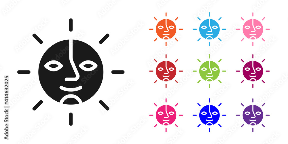 Black Sun icon isolated on white background. Set icons colorful. Vector.