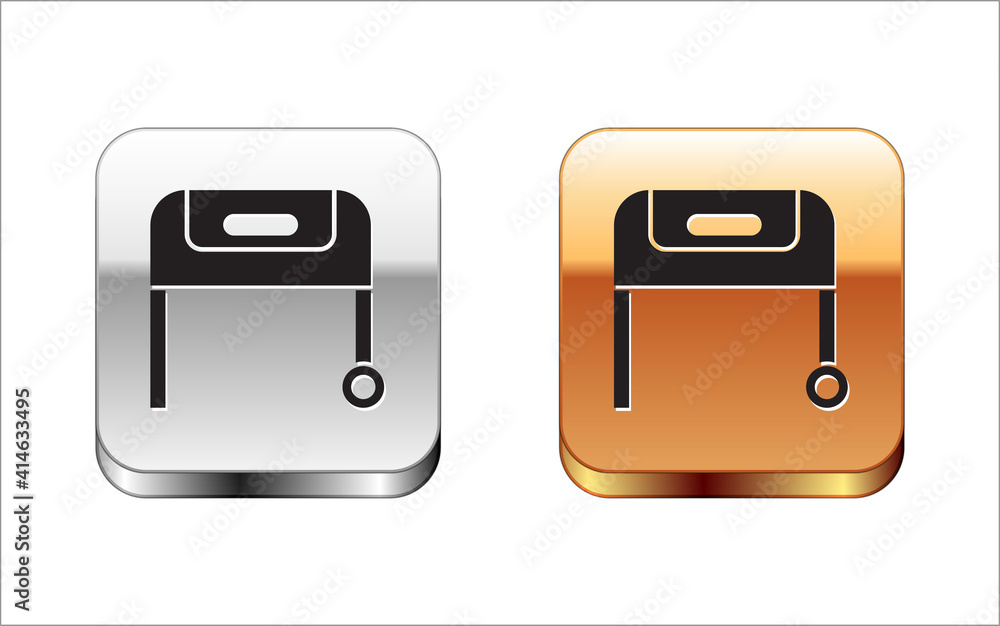 Isometric Barbecue grill icon isolated on white background. BBQ grill party. Red, blue and green squ