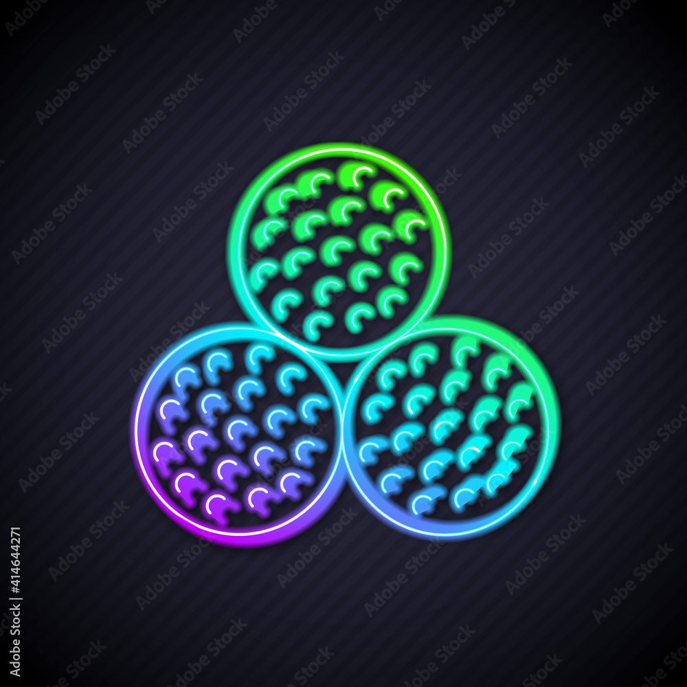 Glowing neon line Golf ball icon isolated on black background. Vector.