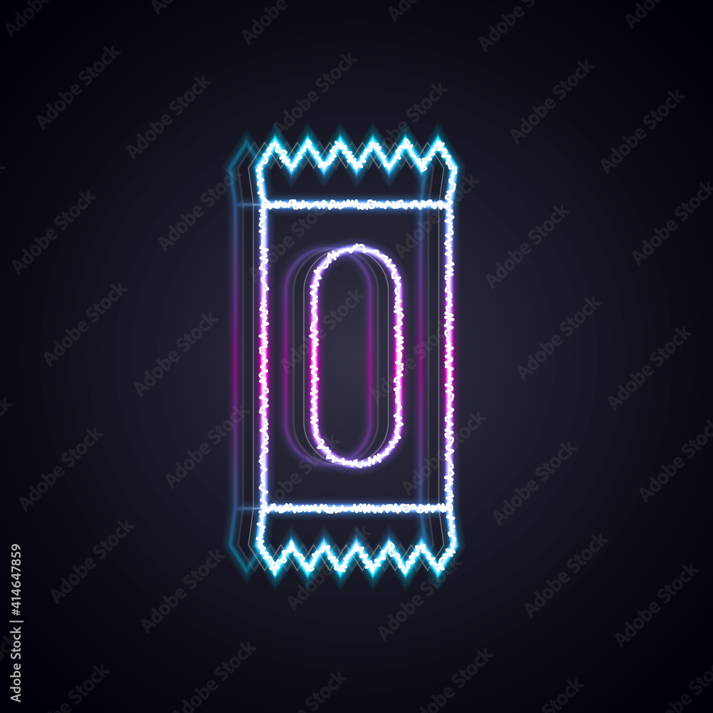 Glowing neon line Candy icon isolated on black background. Vector.