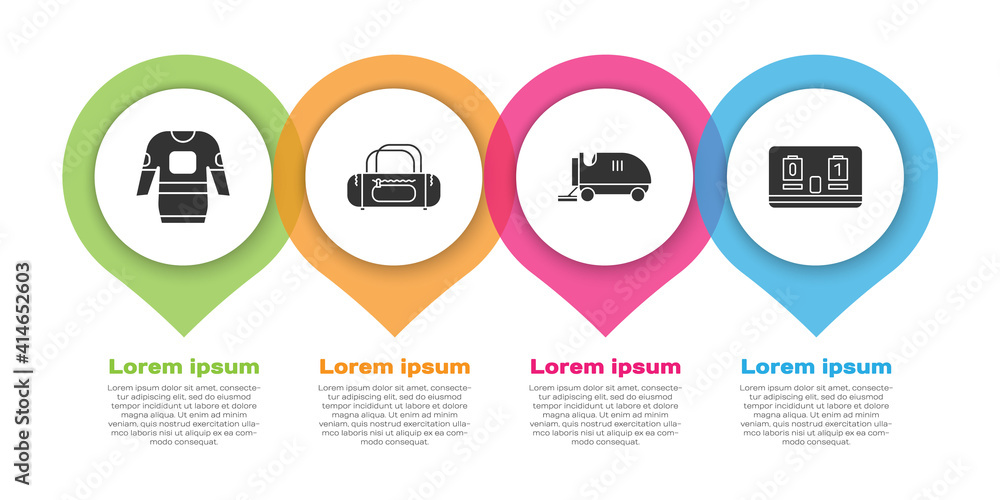 设置冰球球衣、运动包、冰面重修器和冰球机械记分牌。商业信息图