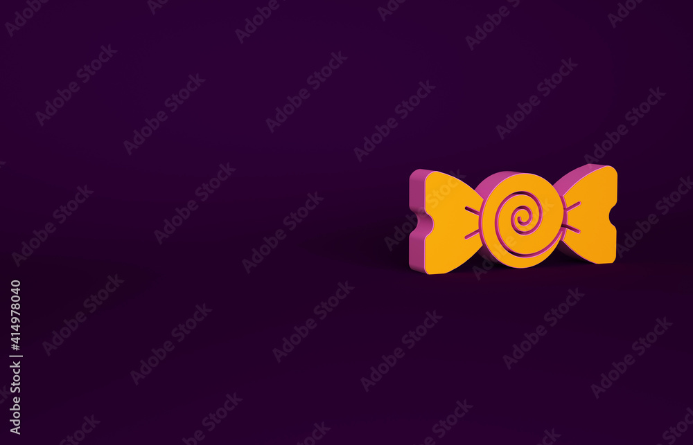 Orange Candy icon isolated on purple background. Merry Christmas and Happy New Year. Minimalism conc