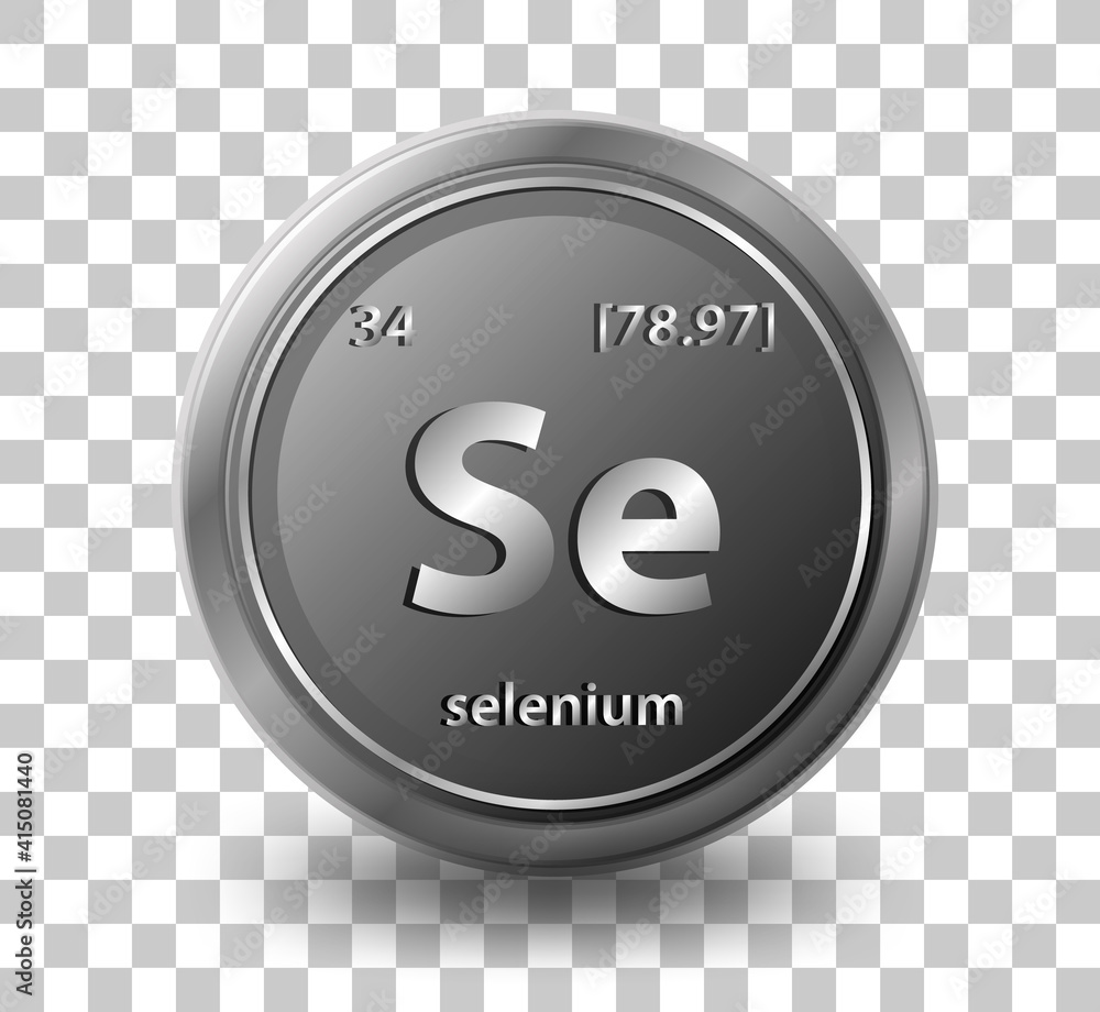 Selenium chemical element. Chemical symbol with atomic number and atomic mass.