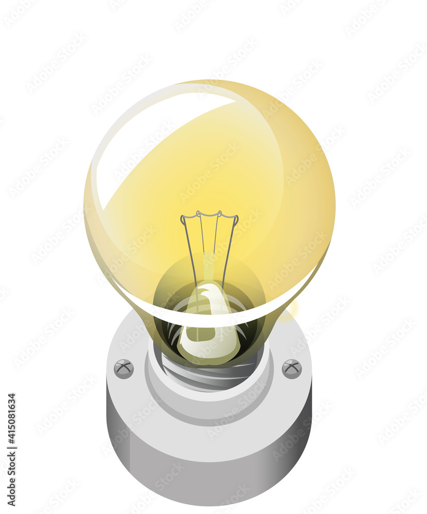 Light bulb cartoon style isolated on white background