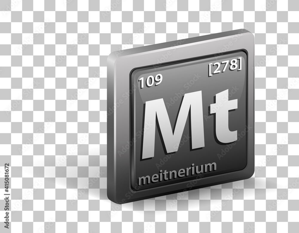 Meitnerium chemical element. Chemical symbol with atomic number and atomic mass.