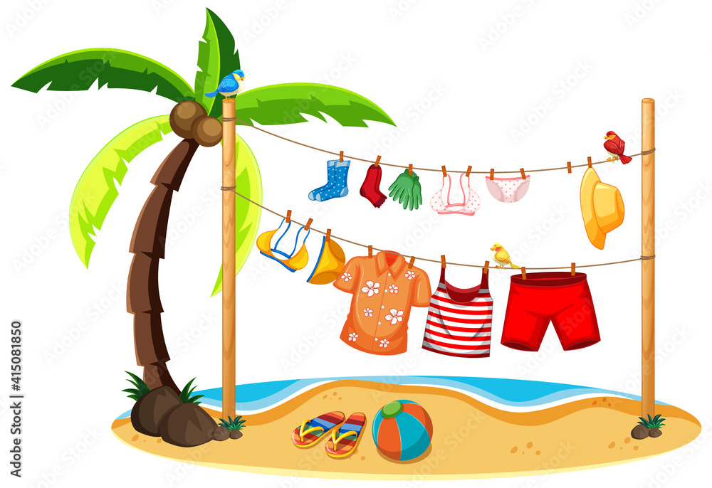 Isolated summer clothes hanging outdoor