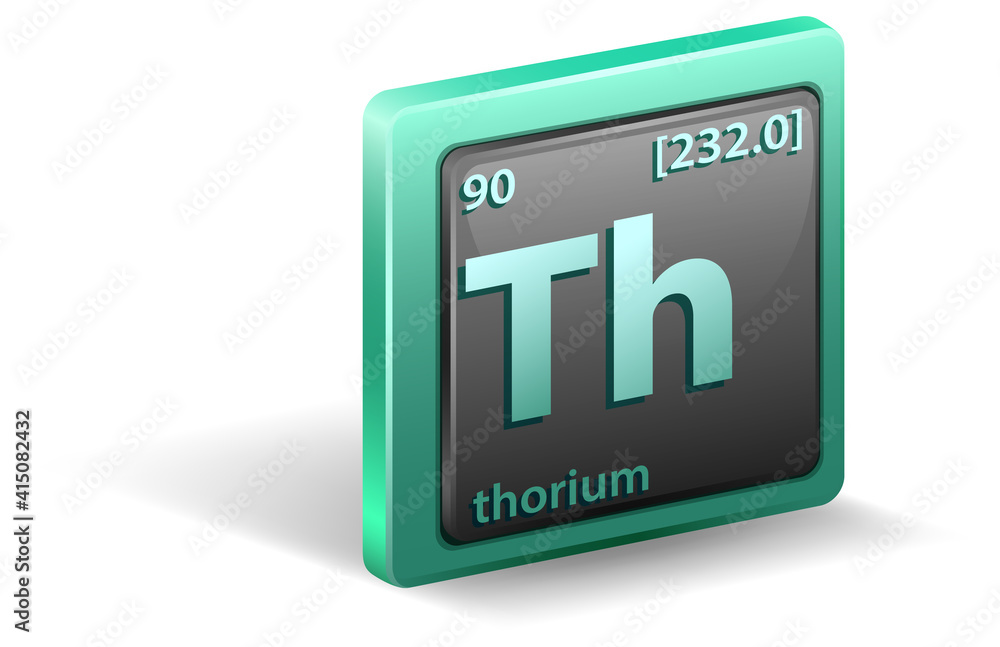 钍化学元素。具有原子序数和原子质量的化学符号。