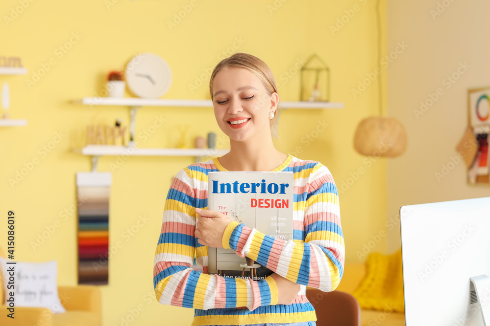 Female interior designer in her office