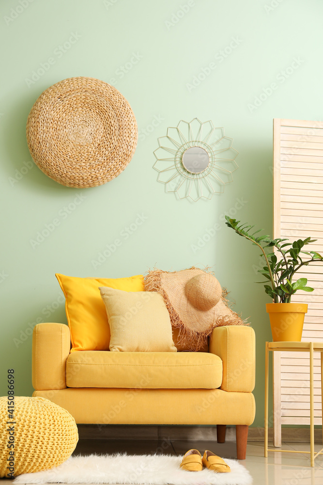 Interior of modern living room with stylish armchair