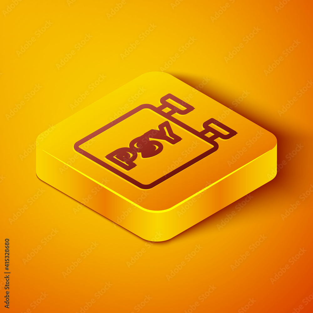 Isometric line Psychology icon isolated on orange background. Psi symbol. Mental health concept, psy