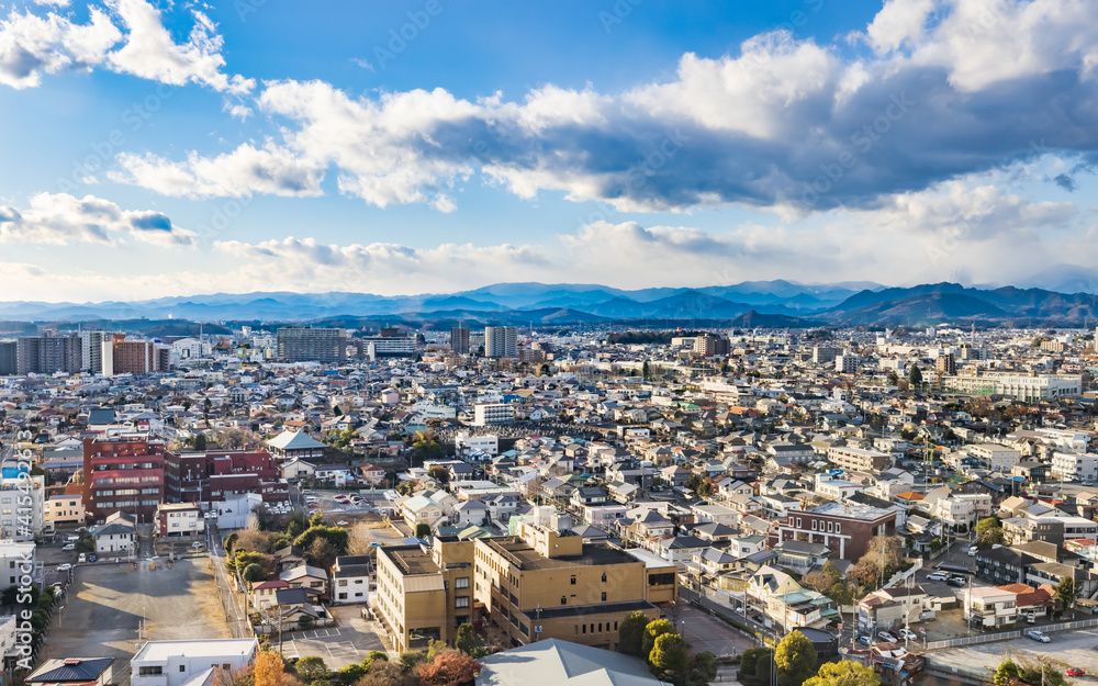 夕暮れの地方都市の景色（栃木県宇都宮市）