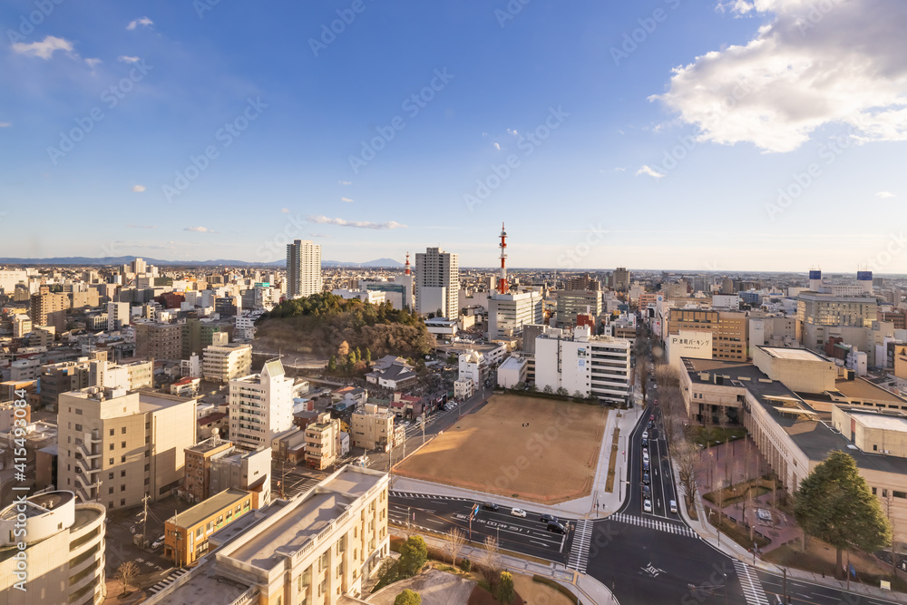 夕暮れの地方都市の景色（栃木県宇都宮市）