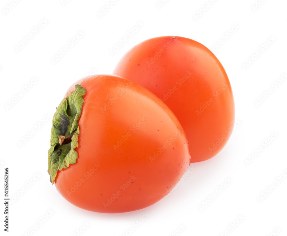 persimmon fruits isolated white background