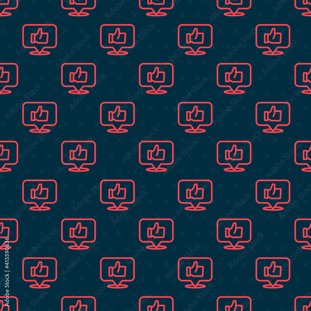 Red line Hand like icon isolated seamless pattern on black background. Vector.