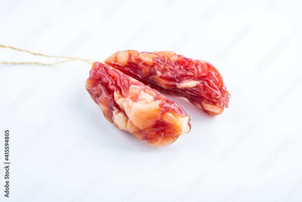 Cantonese sausage on white background