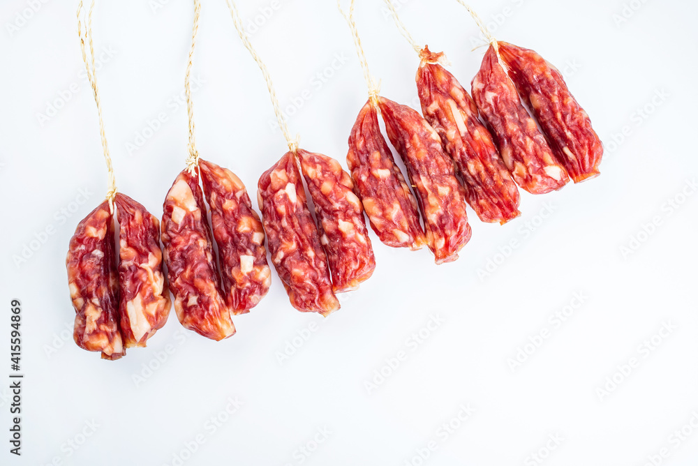 Cantonese sausage on white background