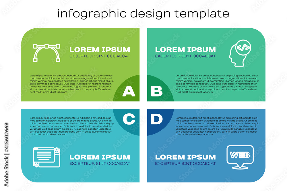 Set line UI or UX design，Bezier curve，Web和图形以及前端开发。Business infograp