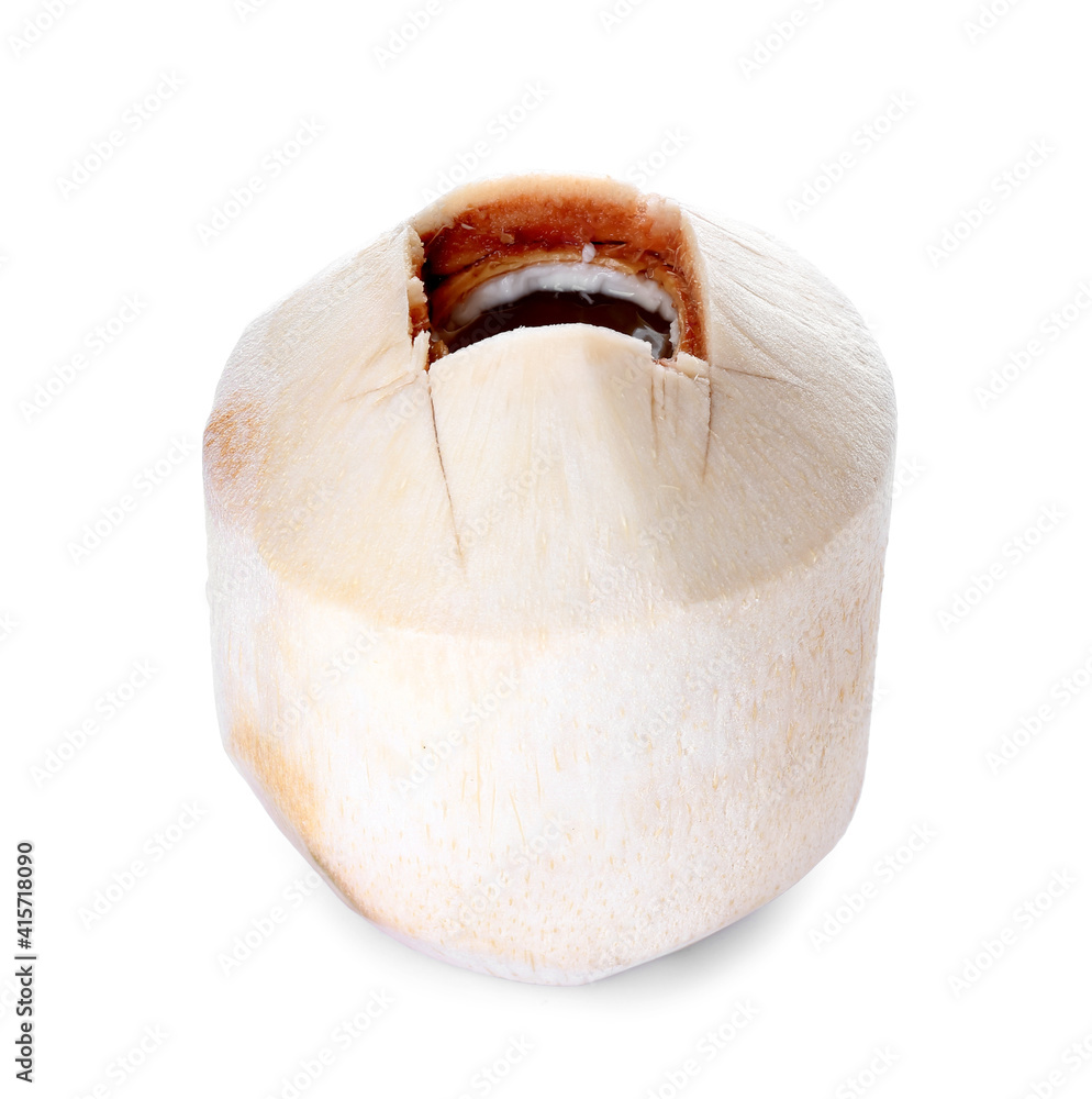 Fresh coconut on white background