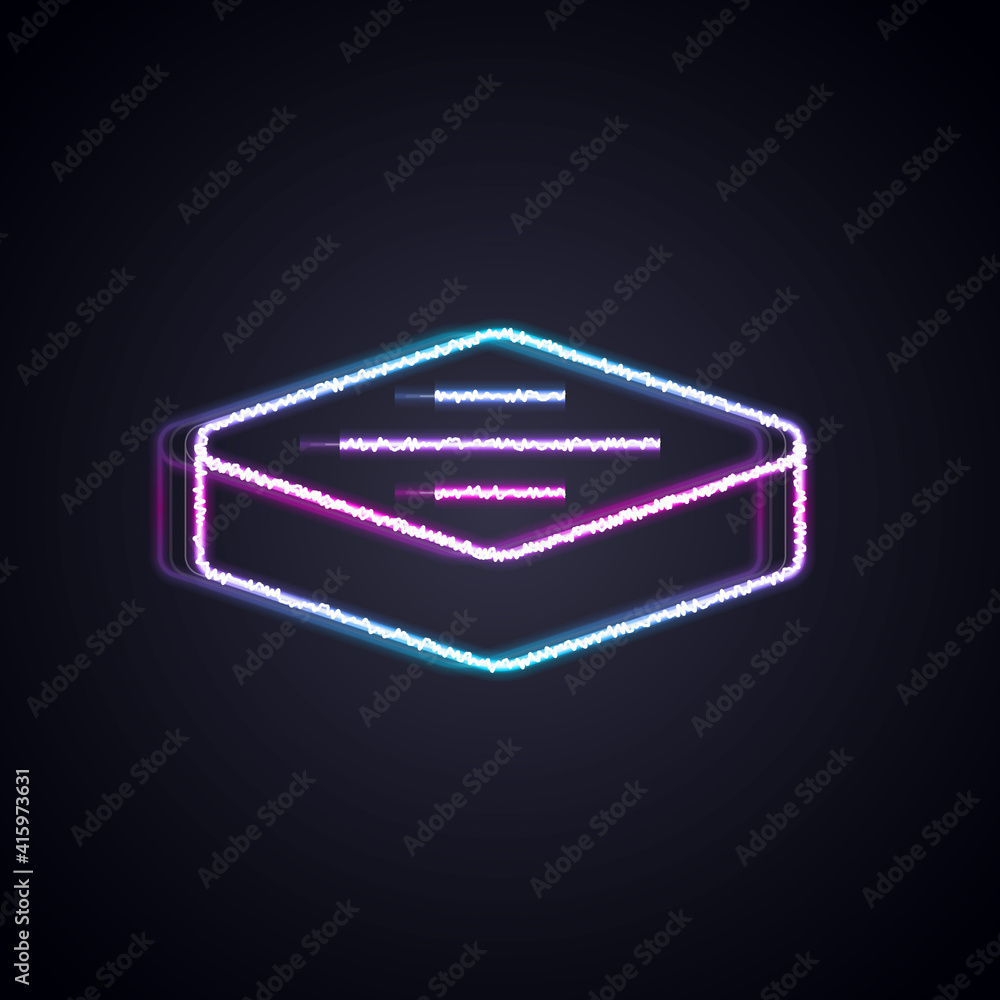 Glowing neon line Steak meat icon isolated on black background. Vector.