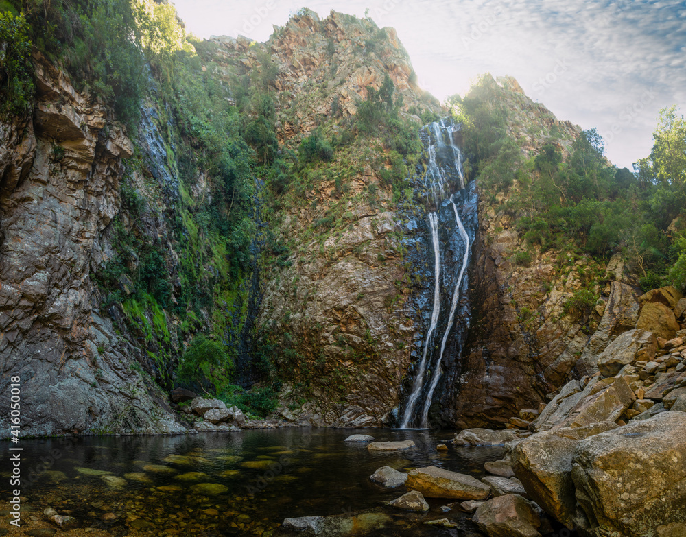 SWARTBERG, SOUTH AFRICA - December 28, 2018. The Rust-en-Vrede Waterfall in the Swartberg Mountains 