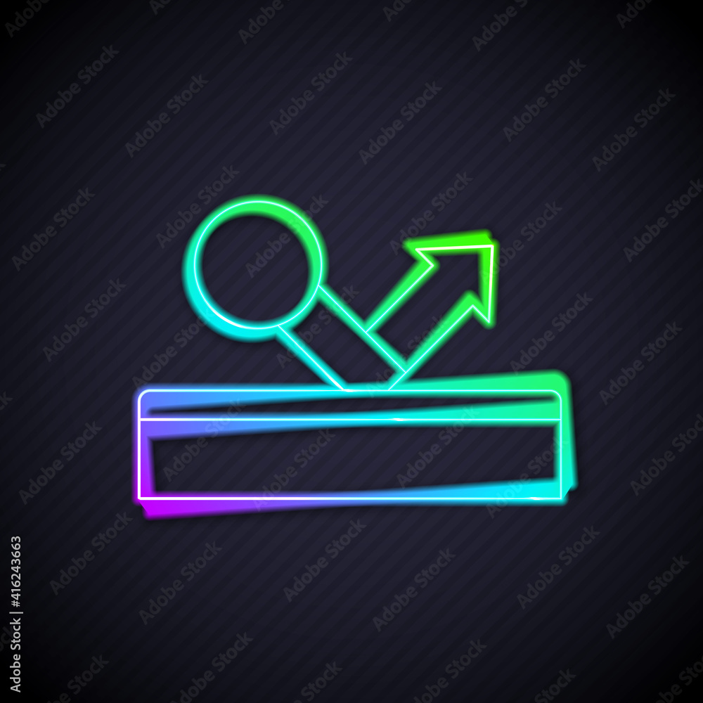 Glowing neon line Billiard pool snooker ball with number 8 icon isolated on black background. Vector