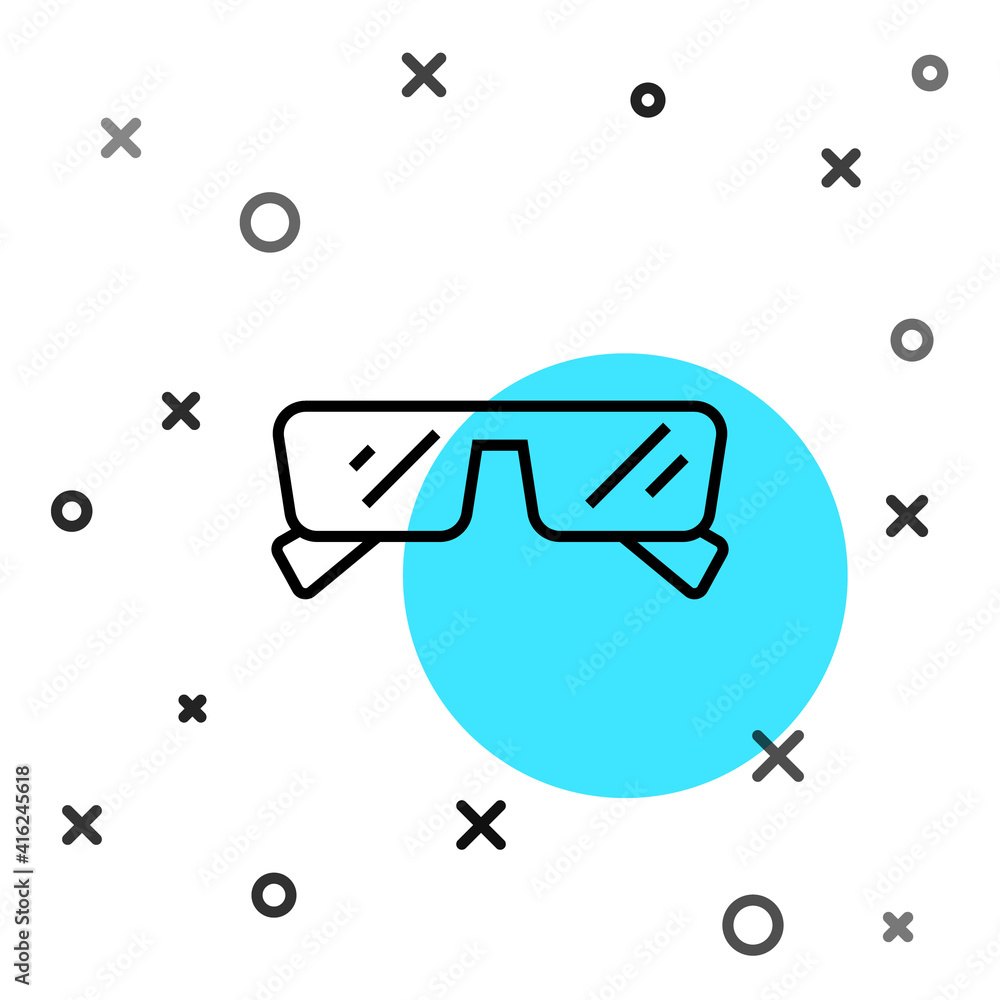 Black line Glasses icon isolated on white background. Eyeglass frame symbol. Random dynamic shapes. 