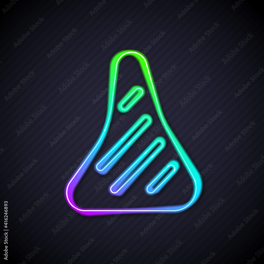 Glowing neon line Steak meat icon isolated on black background. Vector.