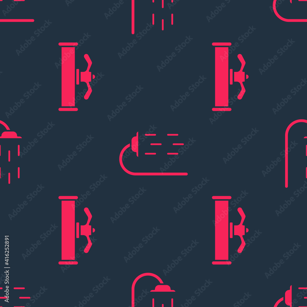 Set Industry pipe and valve and Shower on seamless pattern. Vector.