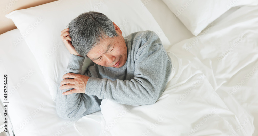 asian senior man has insomnia