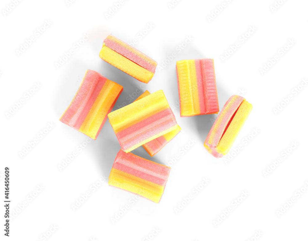 Chewing gums on white background