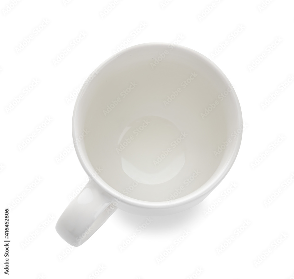 Empty cup on white background