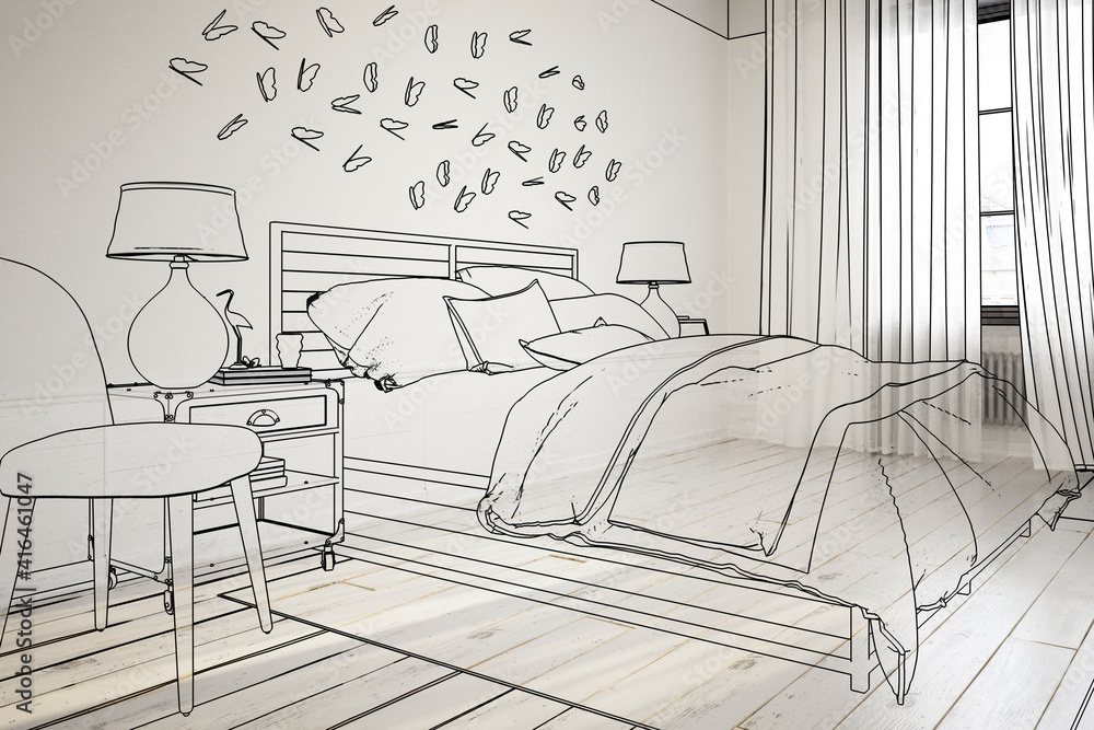 Cosy Bedroom Design (illustration) - 3D Visualization