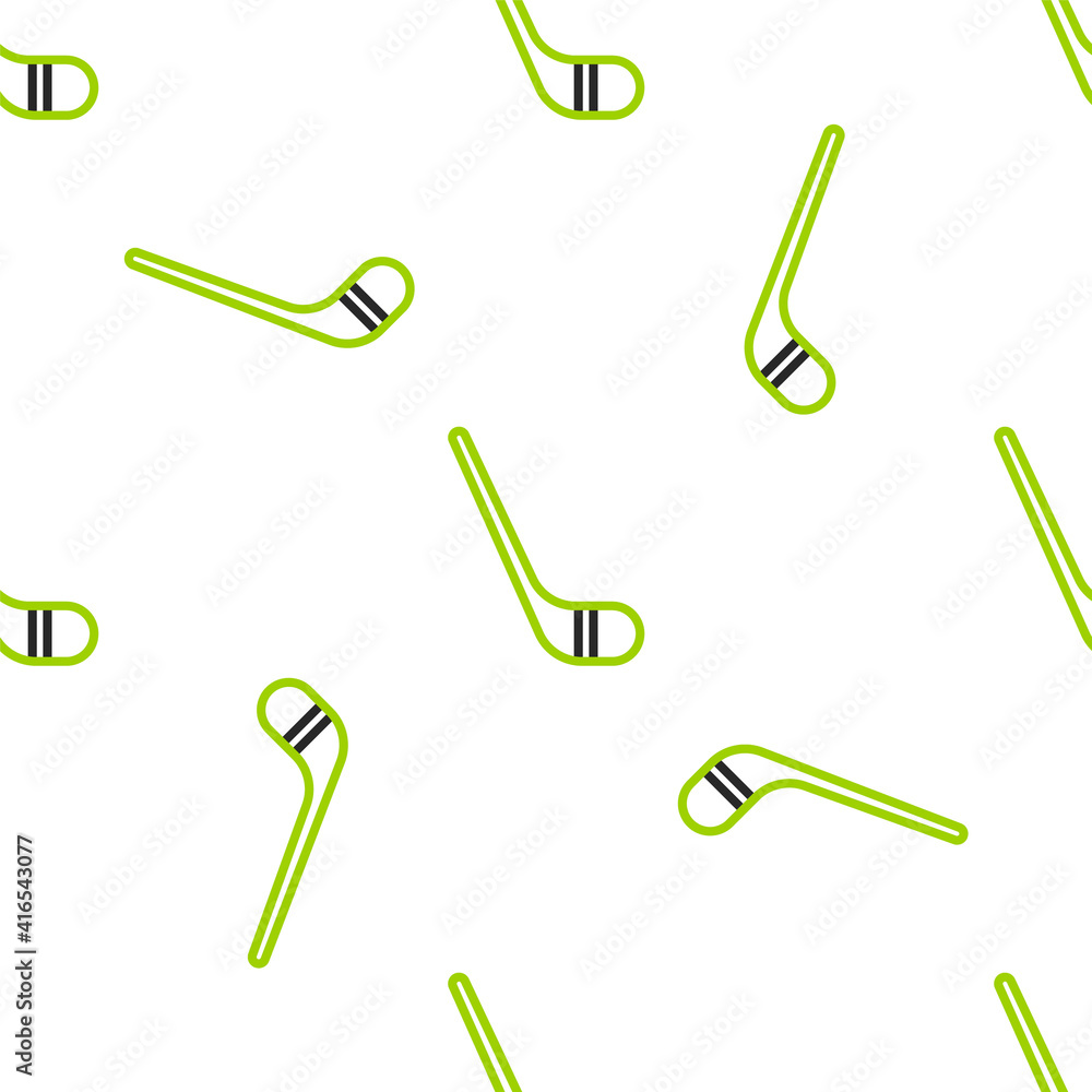 Line Ice hockey sticks icon isolated seamless pattern on white background. Vector Illustration.