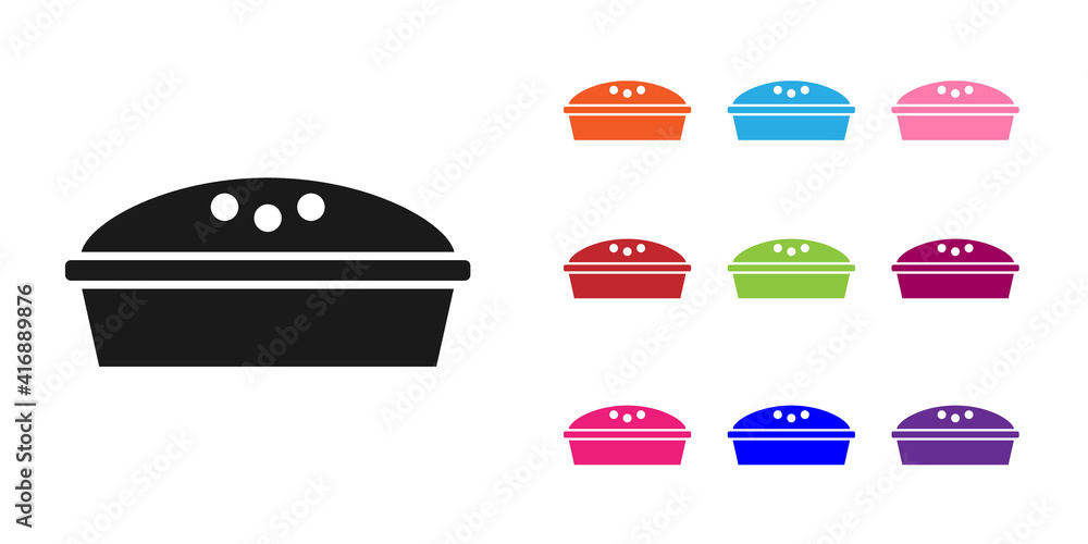 Black Homemade pie icon isolated on white background. Set icons colorful. Vector.