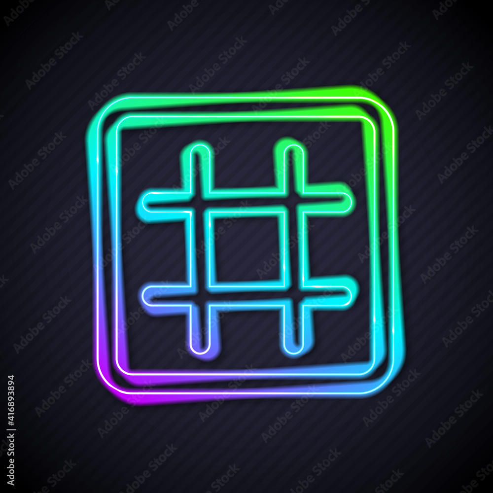 Glowing neon line Waffle icon isolated on black background. Vector.