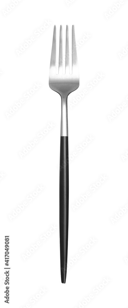 Stylish fork on white background