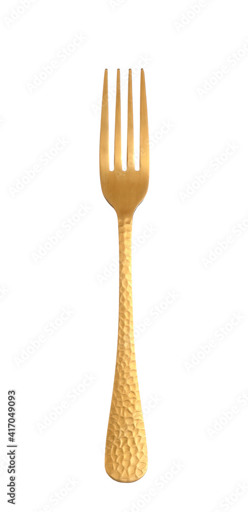 Stylish fork on white background