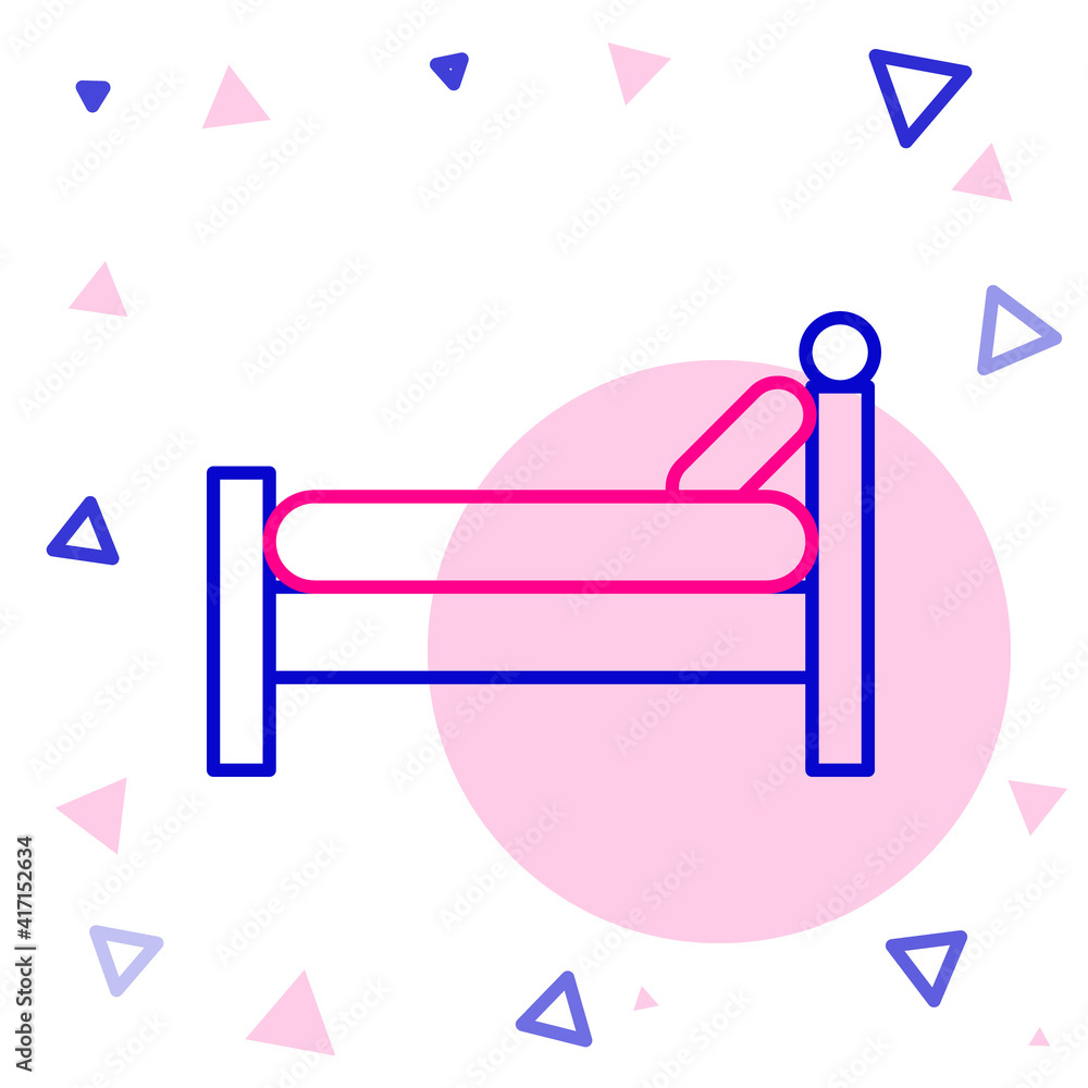 Line Bed icon isolated on white background. Colorful outline concept. Vector Illustration.