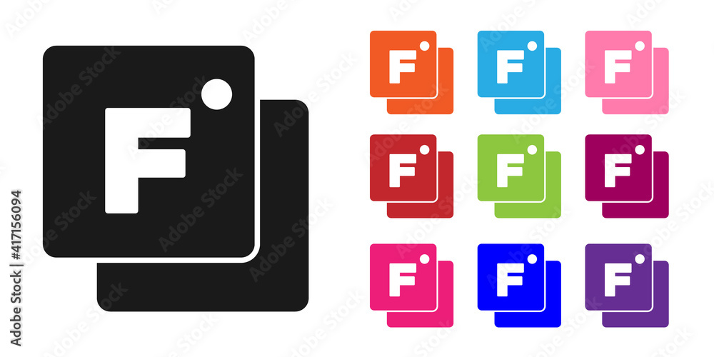 Black Fahrenheit icon isolated on white background. Set icons colorful. Vector.