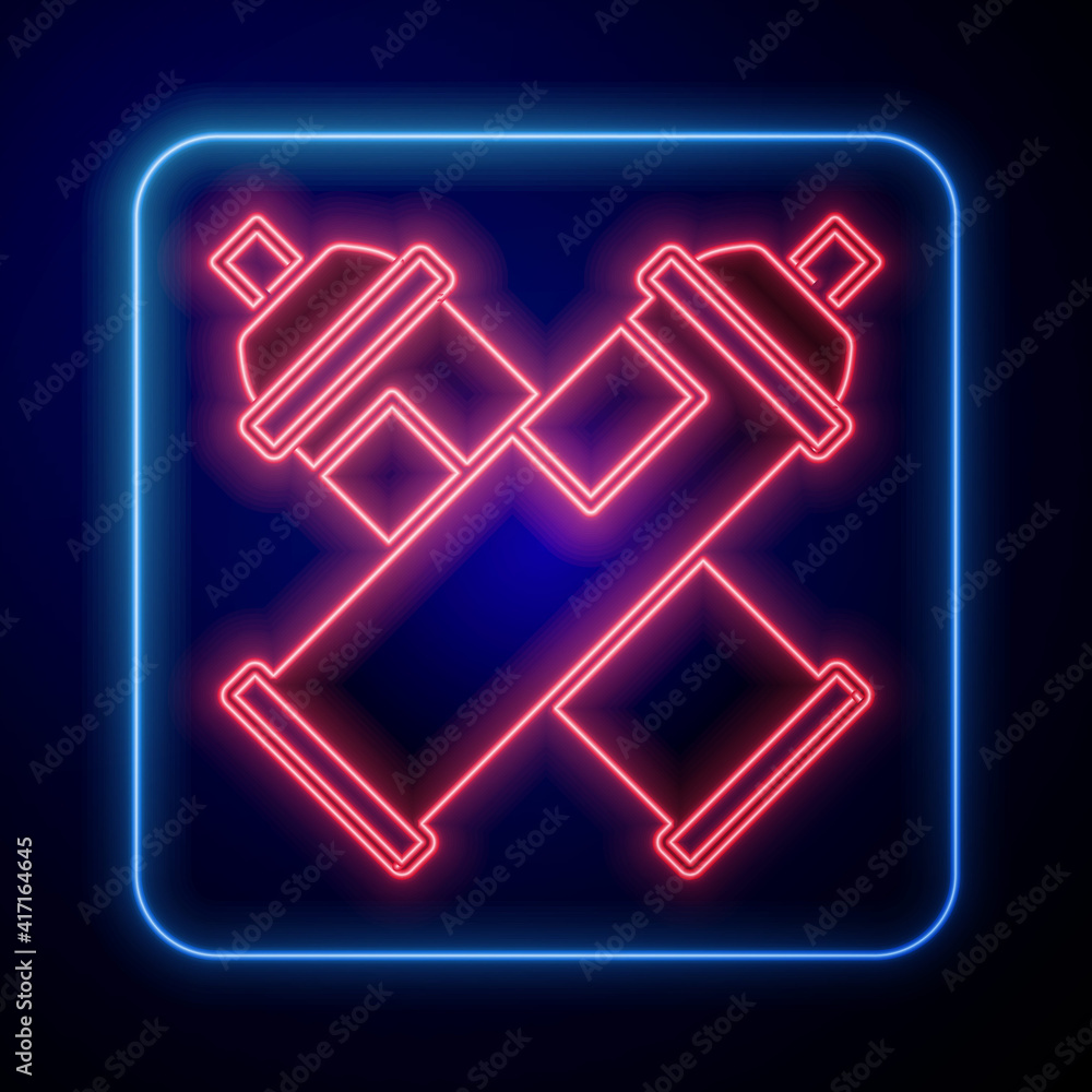 Glowing neon Paint spray can icon isolated on black background. Vector.