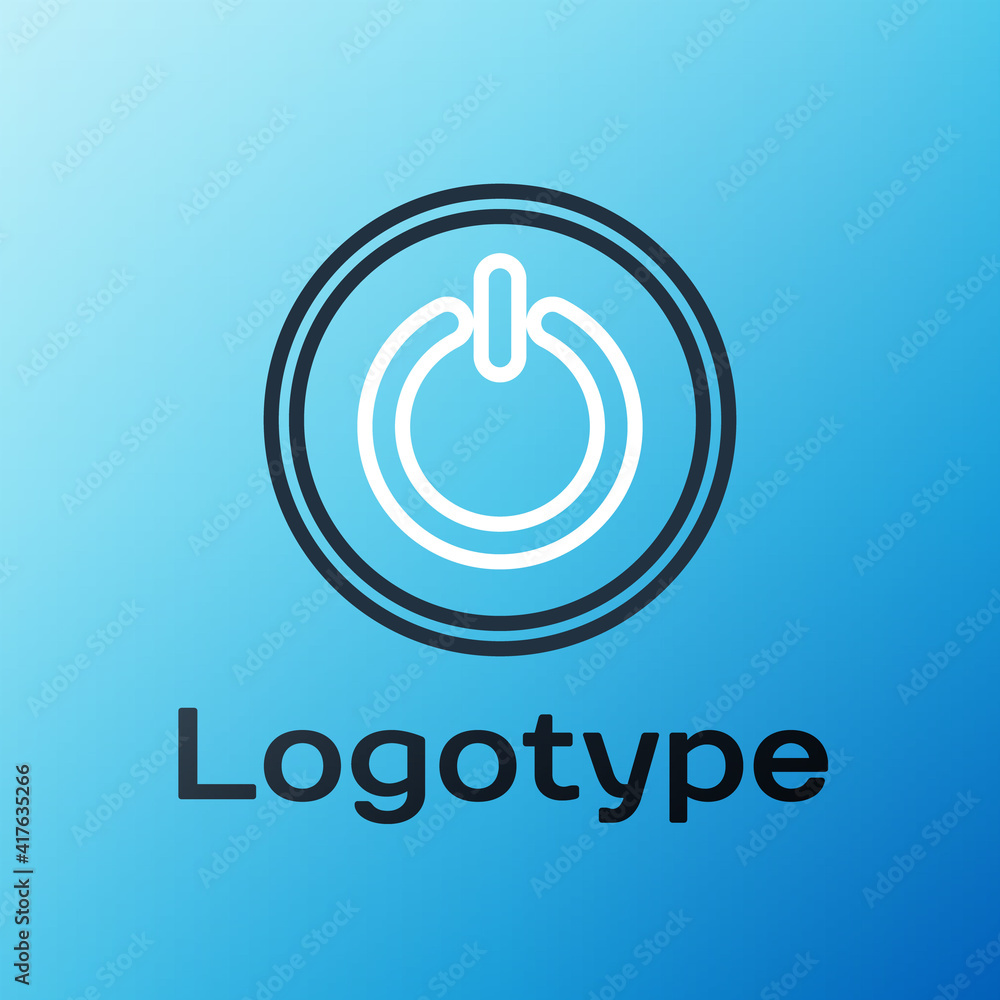 Line Power button icon isolated on blue background. Start sign. Colorful outline concept. Vector Ill