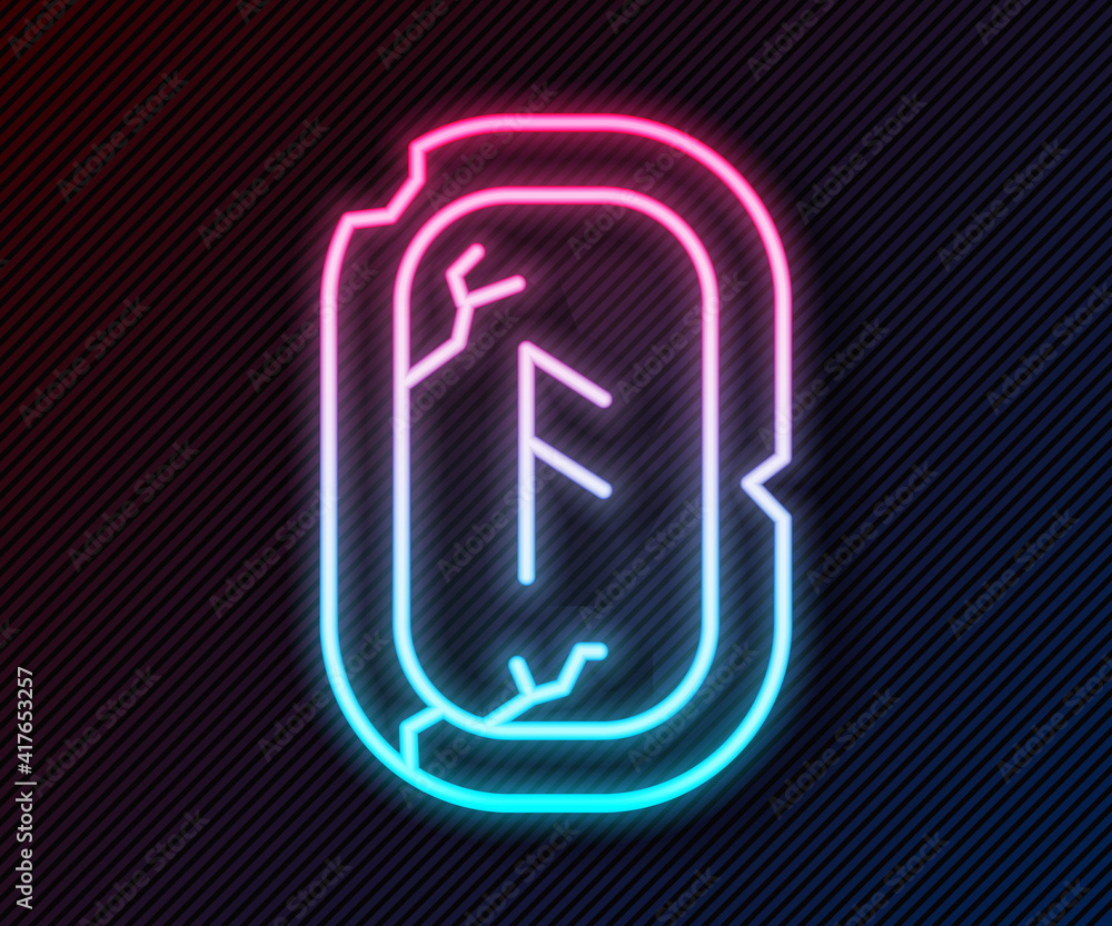 Glowing neon line Magic runes icon isolated on black background. Vector.