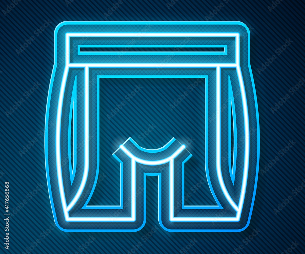 Glowing neon line Cycling shorts icon isolated on blue background. Vector.