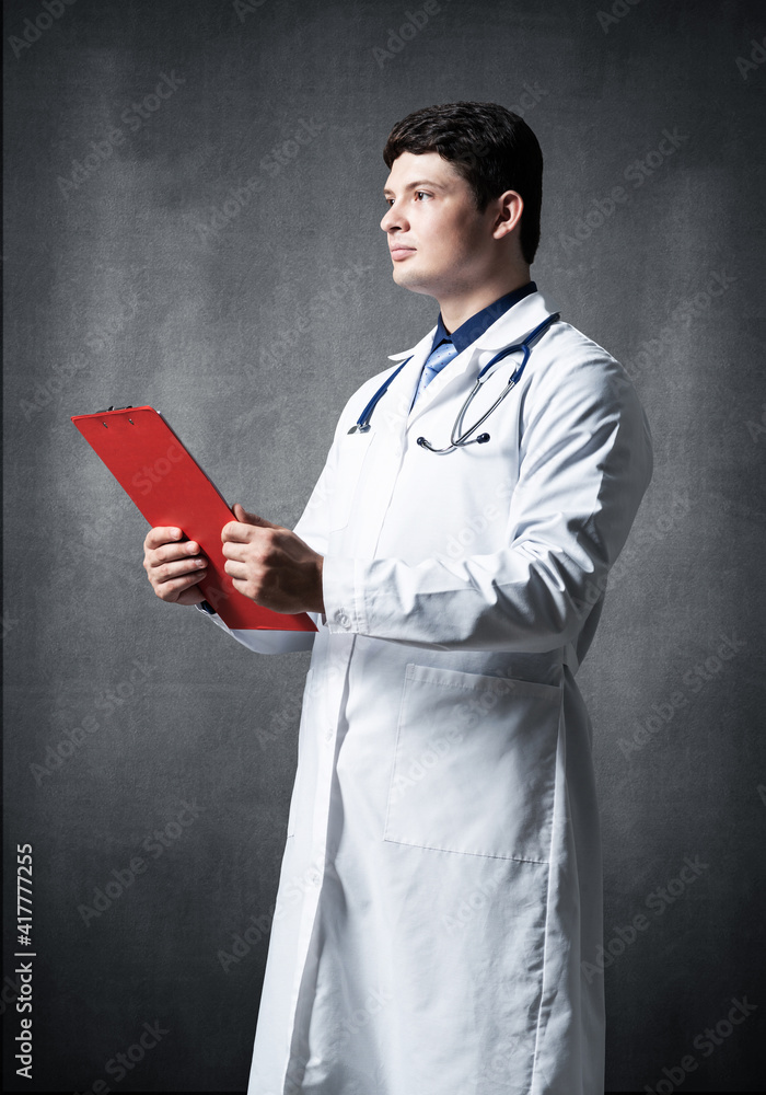 Doctor with tablet for documents